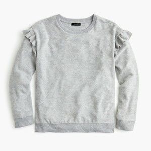 NWT J. Crew Supersoft  Ruffle Long Sleeve Top Grey